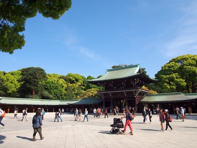 Inside the main courtyard, looking back towards the entrance