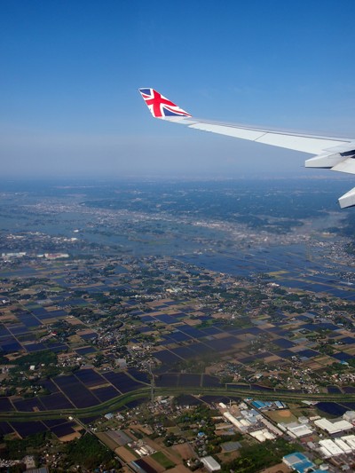 Approaching Narita airport, looking towards Tokyo Bay