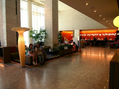 The hotel lobby